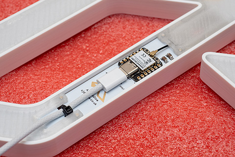 USB cable attached & secured with zip tie